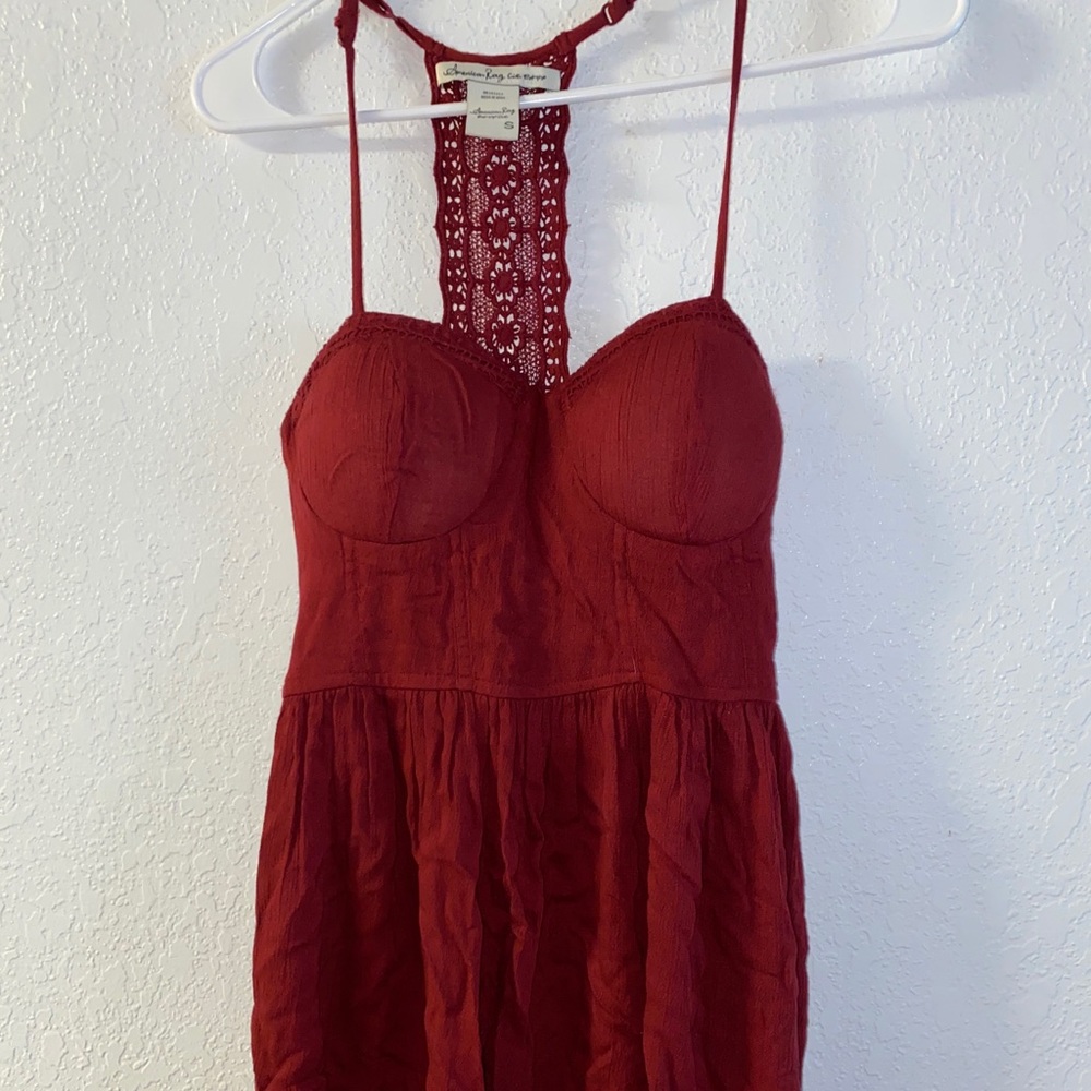 Red flowy mini dress